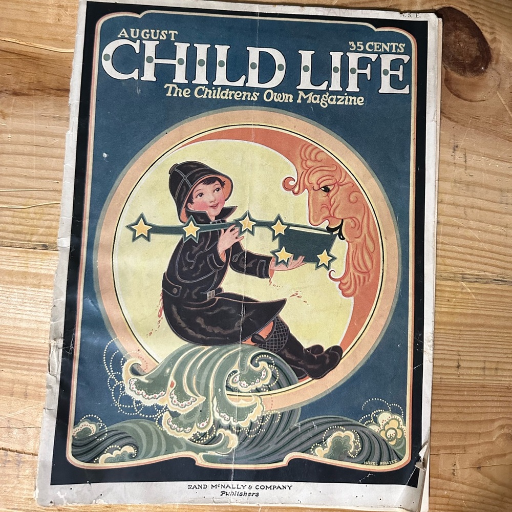CHILD LIFE CHILDRENS OWN MAGAZINE AUGUST 1924 BOY DIPPER STAR FEEDING MOON